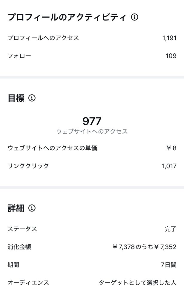 バッグチャームのインスタ広告の結果